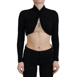 Dsquared² Black Cut Out Viscose Cropped Long Sleeves Women's Top (Pre-Owned)